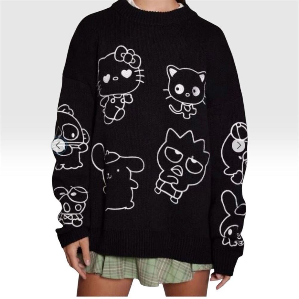 Forever 21 Hello Kitty Embroidery Sanrio Characters Chunky  Oversized Sweater
